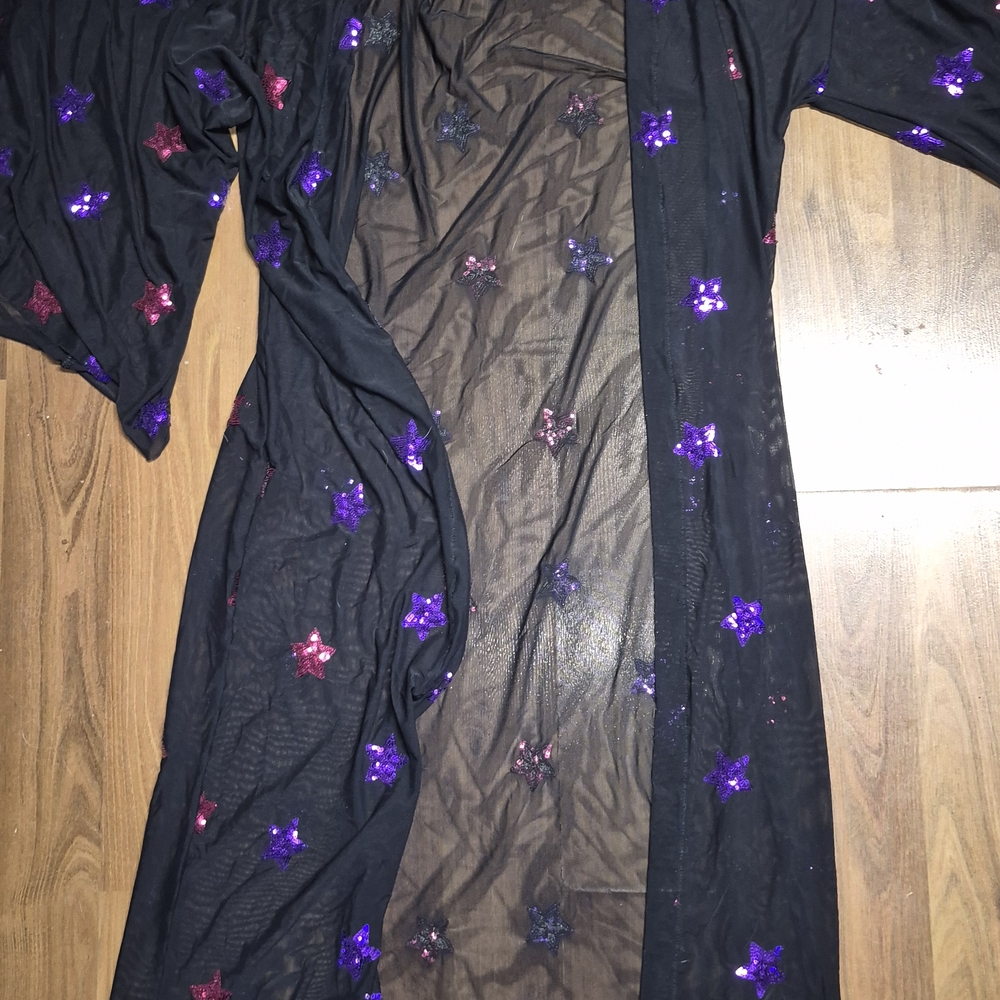 Blackmilk Black and Purple Flora Embroidered Robe